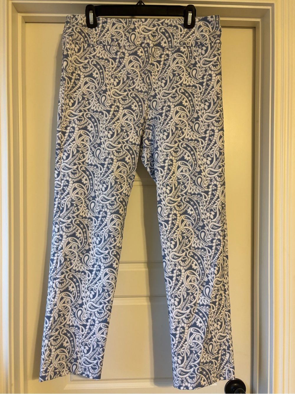 Elliott Lauren Blue and White Paisley Cropped Pants